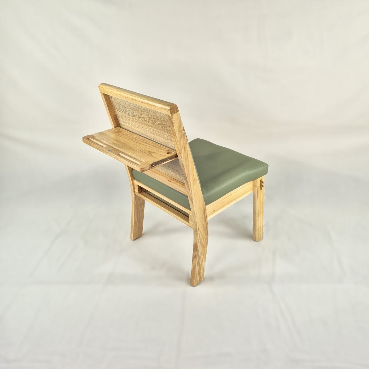 고무나무 원목 개인 고급 의자 MS-02 (좌판 아래 수납형)